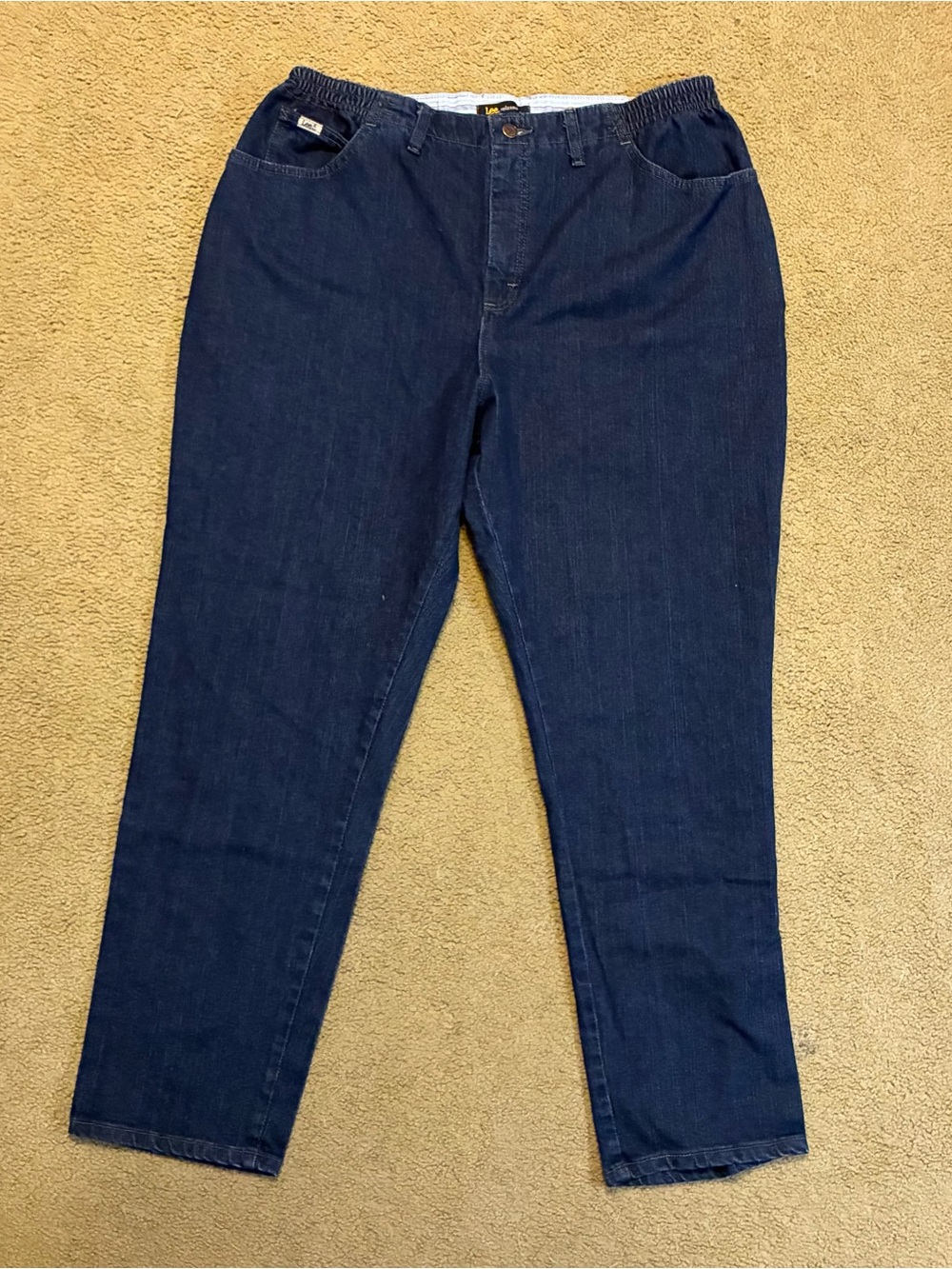 Lee Relaxed Fit Women's HighRise Tapered Leg Jeans Plus Size 18W Med Blue Denim
